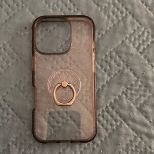 Transparent Black with Sparkle Phone Case with Ring Holder